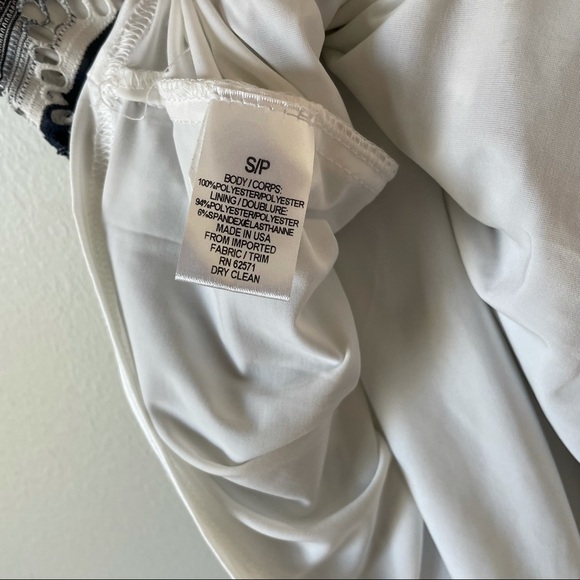 Saks Fifth Avenue Chevron Stripe Pattern Navy & White Spaghetti Strap Maxi Dress - Picture 8 of 8